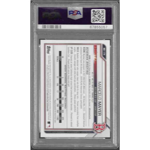 2021 Bowman Draft Sky Blue #BD174 Marcelo Mayer /499 RC  2021 Bowman Draft Sky Blue #BD174 Marcelo Mayer /499 RC Rookie (Mint) PSA 9